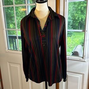 Vintage V Neck Striped Top